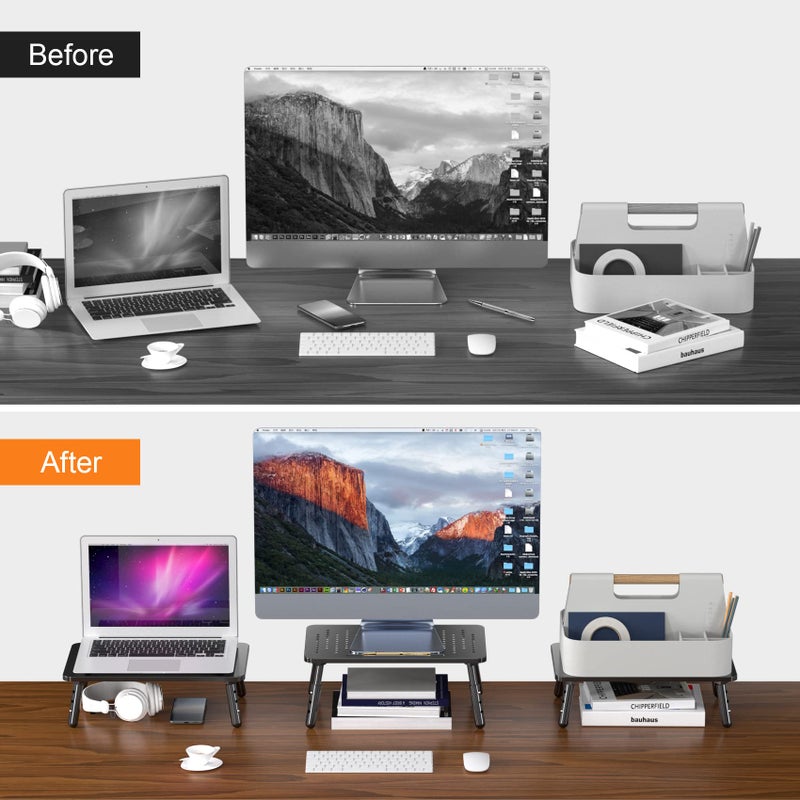 Bracwiser Foldable Monitor Riser Metal Computer Stand for Desk 3 Height Adjustable Laptop Stand with Pen Storage, MST013 - Image 4